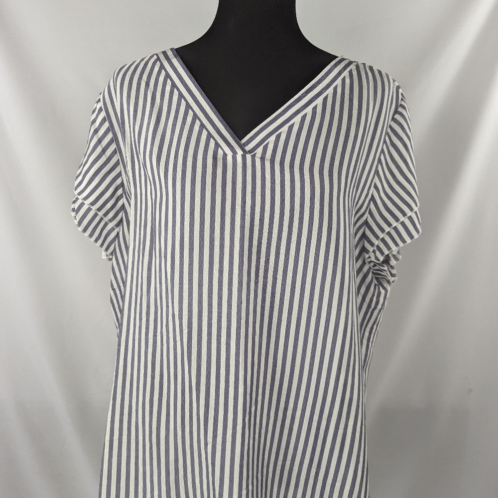 NWT Christopher and Banks XL Blue and White Striped Blouse